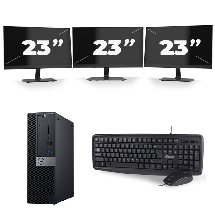 Dell Optiplex 7060 SFF - Intel Core i5-8e Generatie - 16GB RAM - 512GB SSD - Windows 11 + 3x 23 inch Monitor