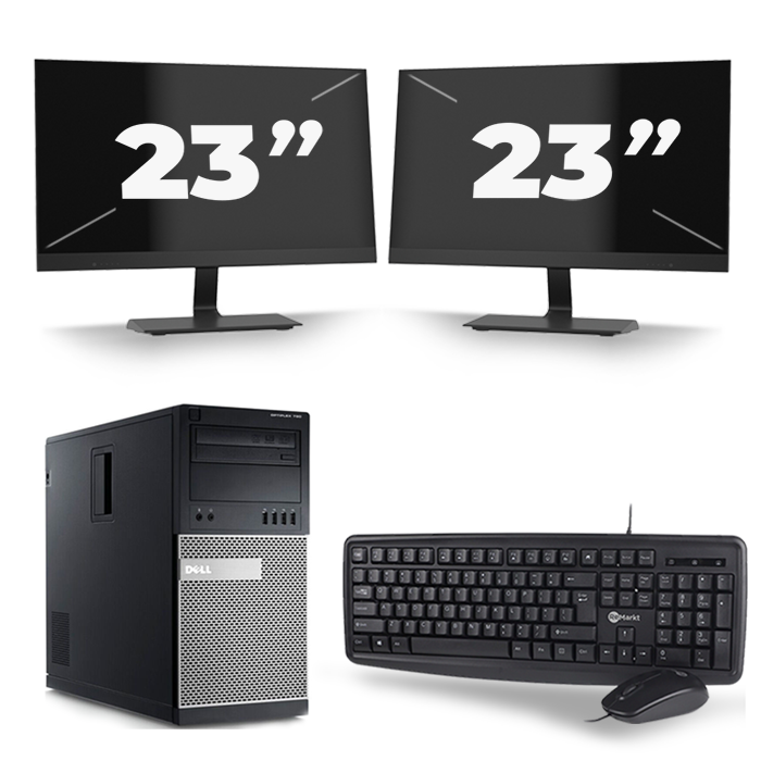 Dell Optiplex 790 Micro Tower - Intel Core i7-2e Generatie - 16GB RAM - 256GB SSD - Windows 10 + 2x 23 inch Monitor