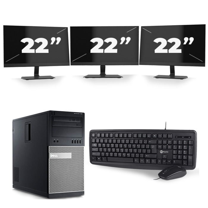 Dell Optiplex 790 Micro Tower - Intel Core i7-2e Generatie - 16GB RAM - 256GB SSD - Windows 10 + 3x 22 inch Monitor