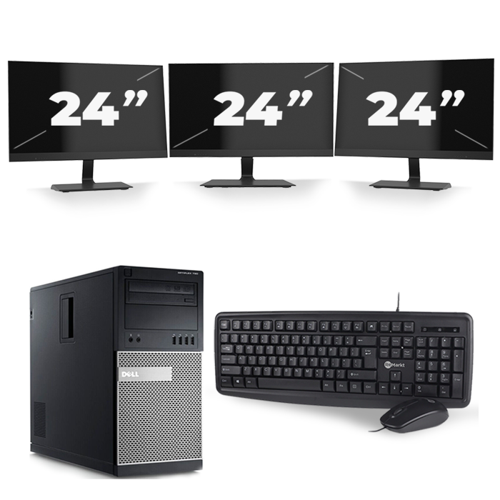 Dell Optiplex 790 Micro Tower - Intel Core i3-2e Generatie - 8GB RAM - 256GB SSD - Windows 10 + 3x 24 inch Monitor