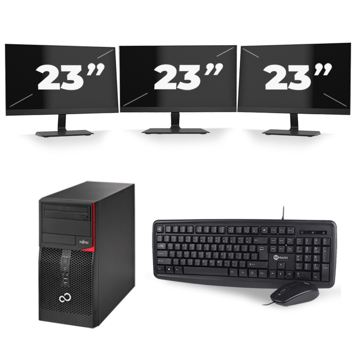 Fujitsu Esprimo P556 Micro Tower - Intel Core i7-6e Generatie - 16GB RAM - 256GB SSD - Windows 11 + 3x 23 inch Monitor