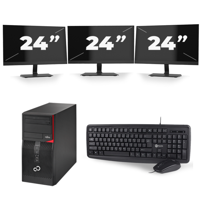 Fujitsu Esprimo P556 Micro Tower - Intel Core i7-6e Generatie - 16GB RAM - 256GB SSD - Windows 11 + 3x 24 inch Monitor