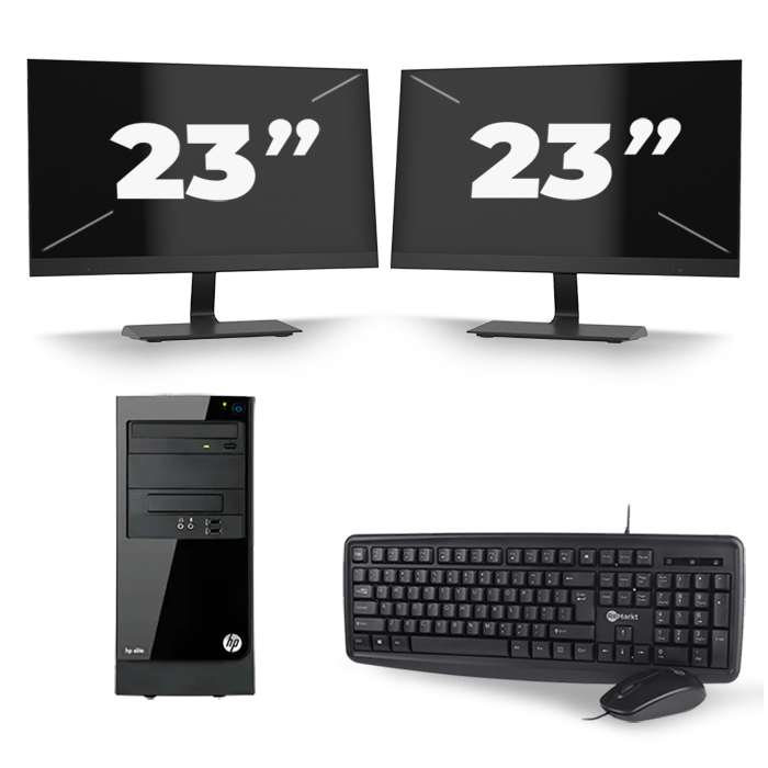 HP Elite 7300 Micro Tower - Intel Core i7-2e Generatie - 16GB RAM - 256GB SSD - Windows 10 + 2x 23 inch Monitor