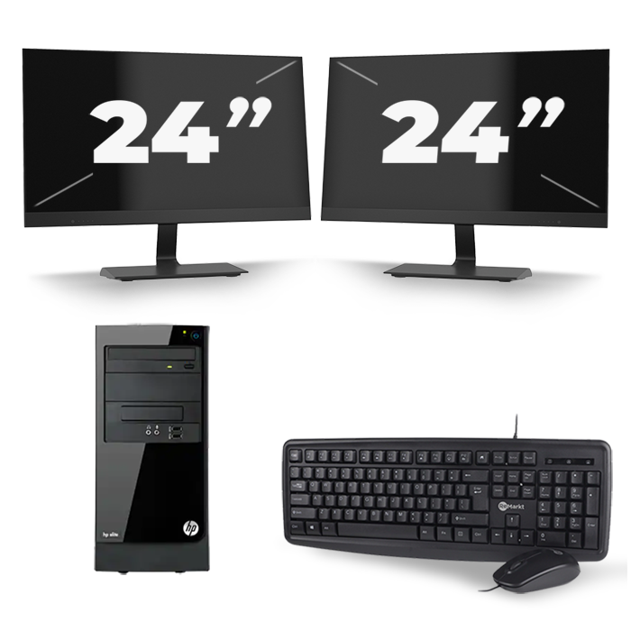 HP Elite 7300 Micro Tower - Intel Core i5-2e Generatie - 8GB RAM - 256GB SSD - Windows 10 + 2x 24 inch Monitor