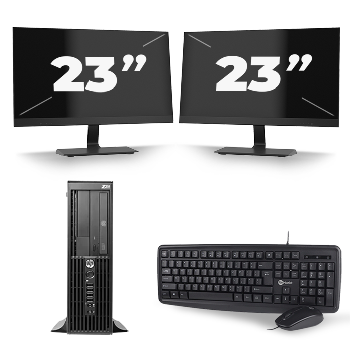 HP Z210 Workstation SFF - Intel Core i5-2e Generatie - 8GB RAM - 256GB SSD - Windows 10 + 2x 23 inch Monitor