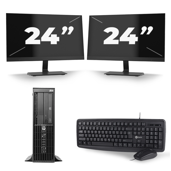 HP Z210 Workstation SFF - Intel Core i5-2e Generatie - 8GB RAM - 256GB SSD - Windows 10 + 2x 24 inch Monitor