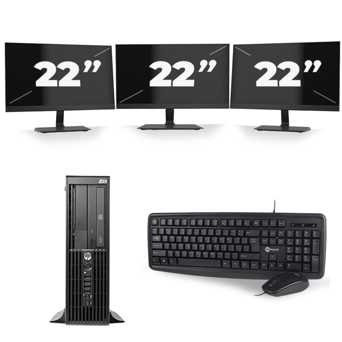 HP Z210 Workstation SFF - Intel Core i7-2e Generatie - 16GB RAM - 256GB SSD - Windows 10 + 3x 22 inch Monitor