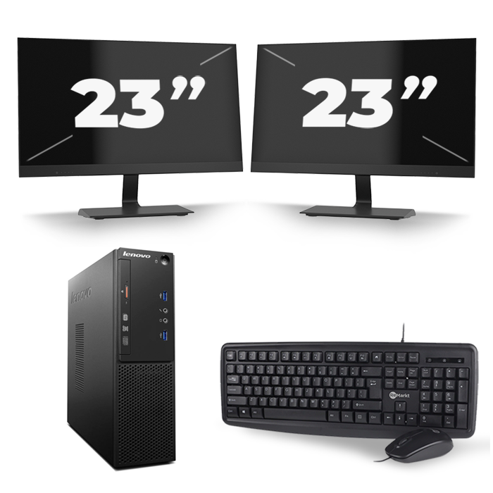Lenovo S510 SFF - Intel Core i5-6e Generatie - 8GB RAM - 256GB SSD - Windows 11 + 2x 23 inch Monitor