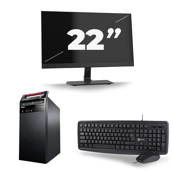 Lenovo ThinkCentre E73 Micro Tower - Intel Core i5-4e Generatie - 8GB RAM - 256GB SSD - Windows 10 + 1x 22 inch Monitor