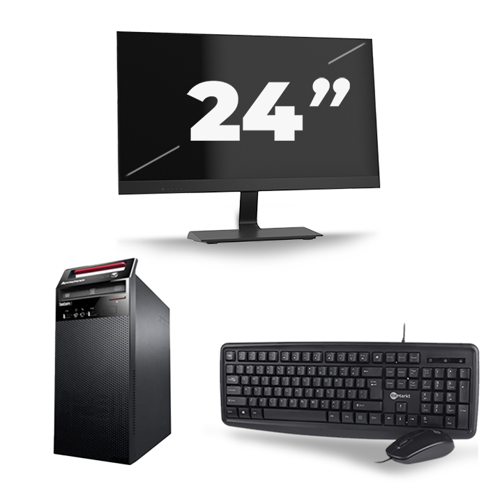 Lenovo ThinkCentre E73 Micro Tower - Intel Core i7-4e Generatie - 16GB RAM - 256GB SSD - Windows 10 + 1x 24 inch Monitor