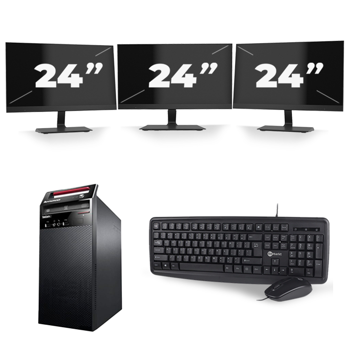 Lenovo ThinkCentre E73 Micro Tower - Intel Core i7-4e Generatie - 16GB RAM - 256GB SSD - Windows 10 + 3x 24 inch Monitor