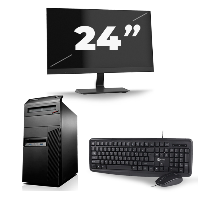 Lenovo ThinkCentre M83 Tower - Intel Core i5-4e Generatie - 8GB RAM - 256GB SSD - Windows 10 + 1x 24 inch Monitor