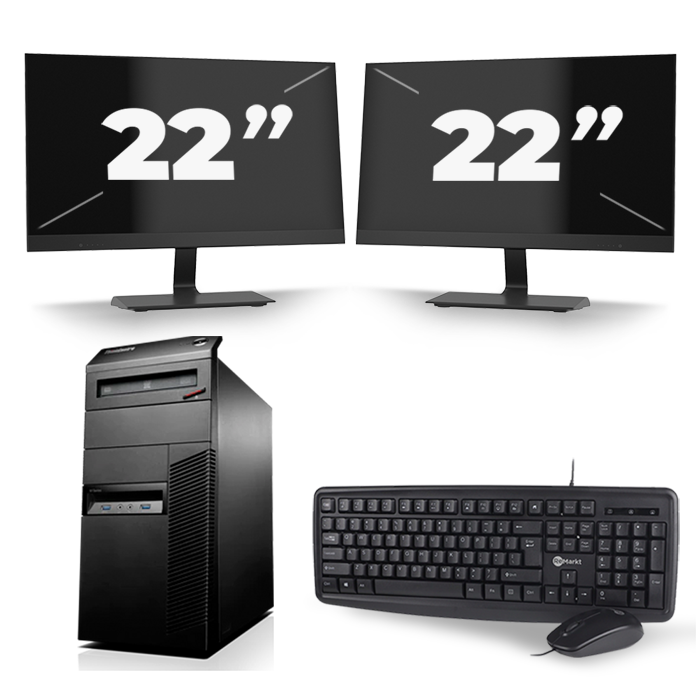 Lenovo ThinkCentre M83 Tower - Intel Core i5-4e Generatie - 8GB RAM - 256GB SSD - Windows 10 + 2x 22 inch Monitor