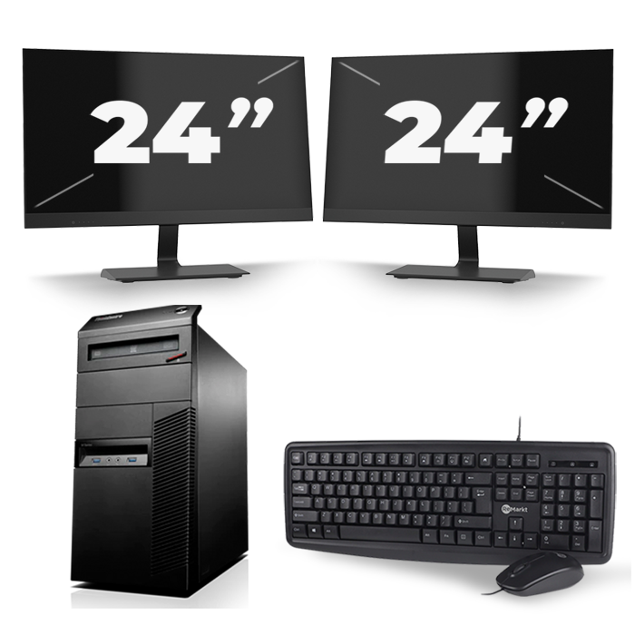Lenovo ThinkCentre M83 Tower - Intel Core i5-4e Generatie - 8GB RAM - 256GB SSD - Windows 10 + 2x 24 inch Monitor