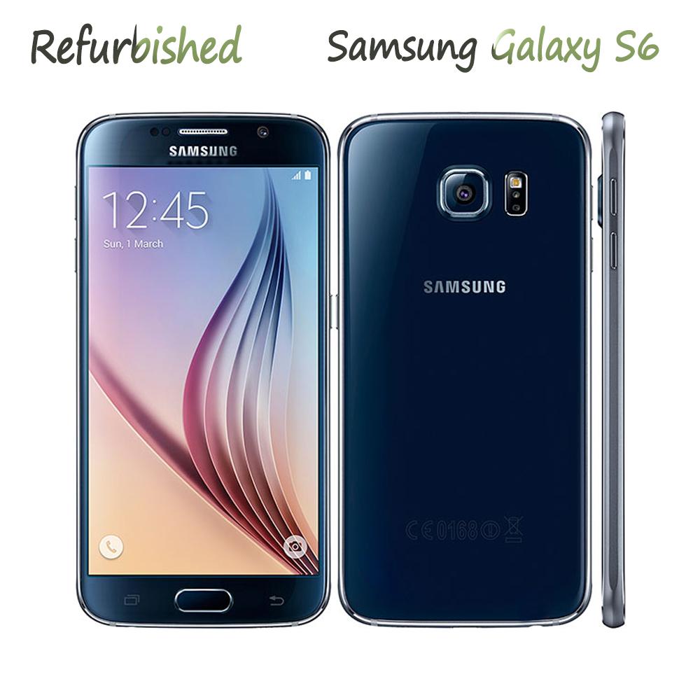 Samsung Gerenoveerde  Originele  Galaxy S6 G920F 4G 5.1  3GB RAM 32GB ROM Vingerafdruk mobiele telefoon simple set zwart