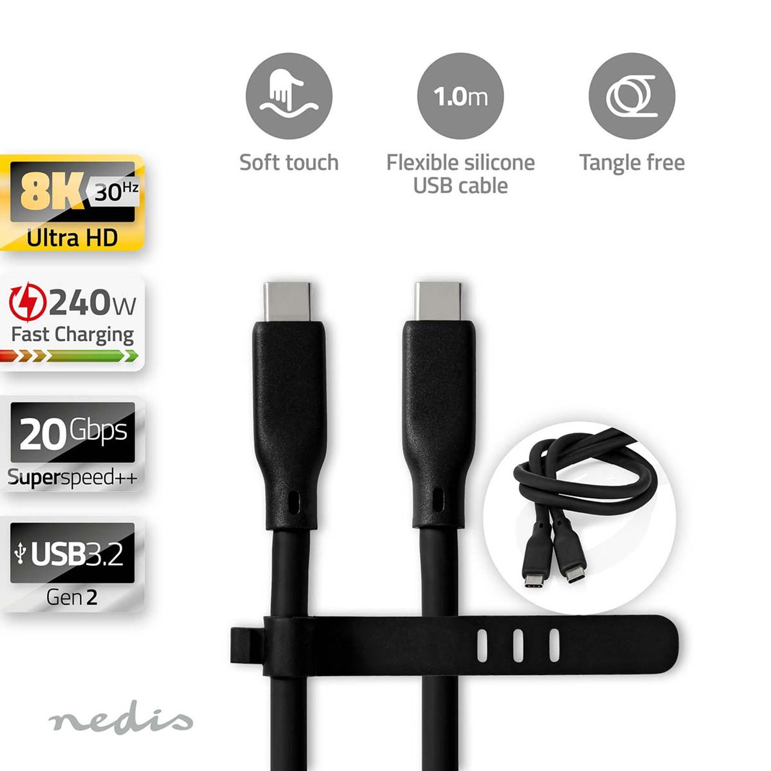 Nedis Usb-kabel Fresh Green Box Usb 3.2 Gen 2 - Usb-c™ Mannelijk 1m Zwart