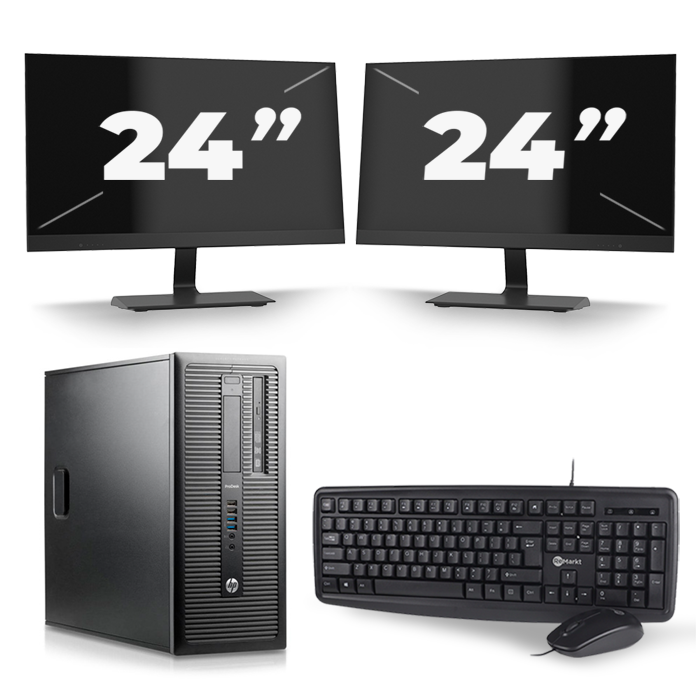HP ProDesk 600 G1 Tower - Intel Core i7-4e Generatie - 16GB RAM - 256GB SSD - Windows 10 + 2x 24 inch Monitor