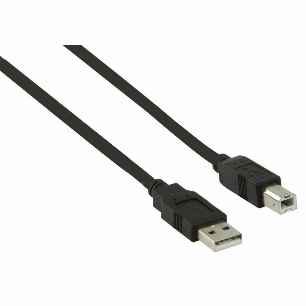 Nedis CCGB60100BK50 Usb-kabel Usb 2.0 Usb-a Male Usb-b Male 480 Mbps Vernikkeld 5.00 M Rond Pvc Zwart Blister