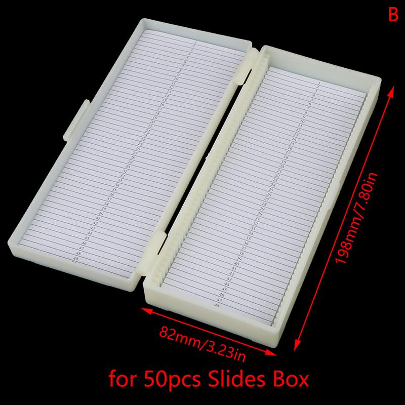 Fantastica Plastic microscoopglaasjesdoos 25/50/100 stuks biologische plakjes bewaardoos houder voor voorbereide microscoopglaasjes 50pcs