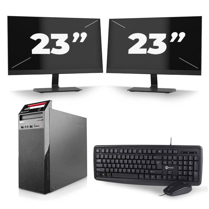 Lenovo ThinkCentre Edge 72 Tower - Intel Core i5-3e Generatie - 8GB RAM - 256GB SSD - Windows 10 + 2x 23 inch Monitor