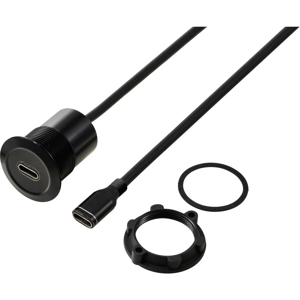 TRU COMPONENTS TC-13376304 USB 3.1-C  bus/bus 1 m kabel zwart 1 stuk(s)