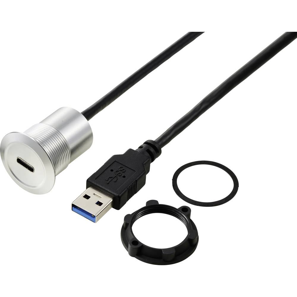 TRU COMPONENTS TC-13376308 USB 3.1-C  bus/USB 3.0 A stekker 1 m kabel zilver 1 stuk(s)