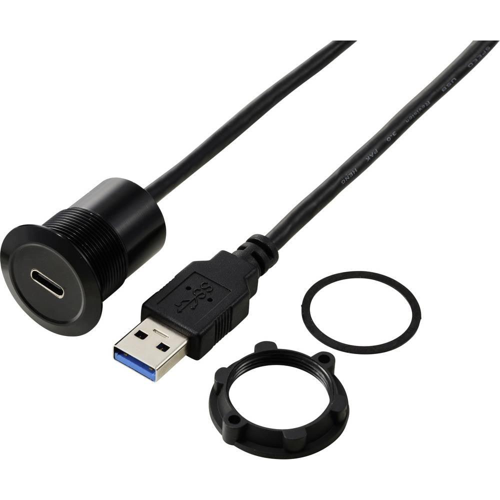 TRU COMPONENTS TC-13376312 USB 3.1-C  bus/USB 3.0 A stekker 1 m kabel zwart 1 stuk(s)