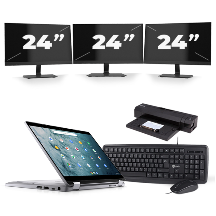 Dell Latitude 5300 2-IN-1 - Intel Core i5-8e Generatie - 13 inch - Touch - 16GB RAM - 256GB SSD - Windows 11 + 3x 24 inch Monitor