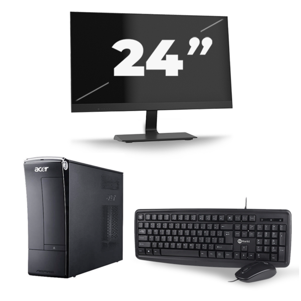 Acer Aspire X3990 SFF - Intel Core i7-3e Generatie - 16GB RAM - 256GB SSD - Windows 10 + 1x 24 inch Monitor