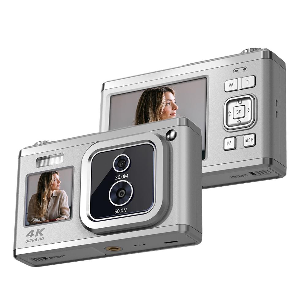 Andoer 2,88-inch draagbare digitale camera Compactcamera 50MP 4K Ultra HD 16X zoom Autofocus zilver