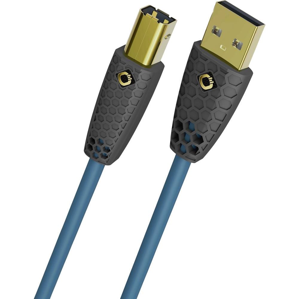 Oehlbach USB-kabel USB-B stekker, USB-A stekker 7.5 m Petrol-blauw Afgeschermd (dubbel), Vergulde steekcontacten D1C9573
