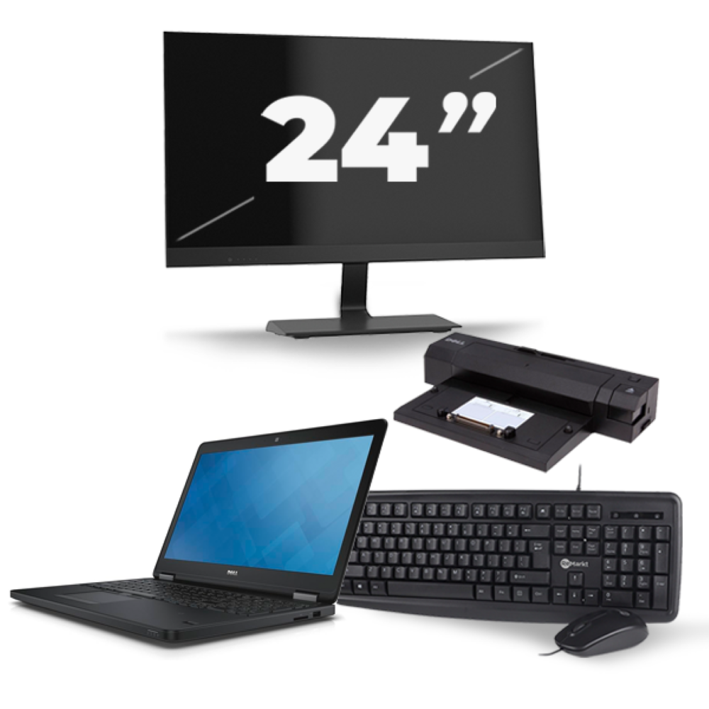 Dell Latitude E5550 - Intel Core i3-5e Generatie - 15 inch - 8GB RAM - 256GB SSD - Windows 11 + 1x 24 inch Monitor