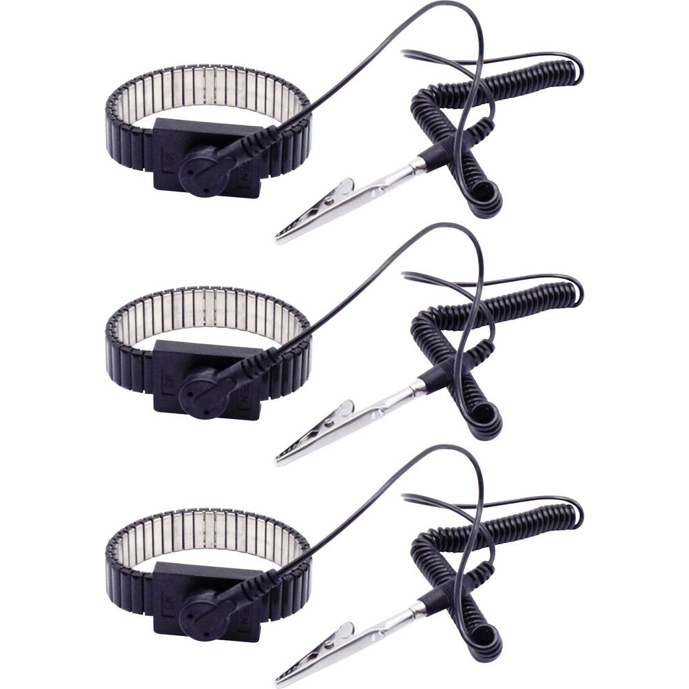 Quadrios ESD-armband Zwart Drukknop 10 mm