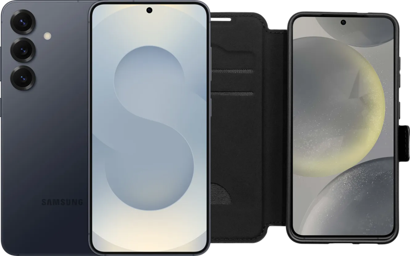 Samsung Galaxy S25 512GB Zilver 5G + BlueBuilt Book Case Zwart