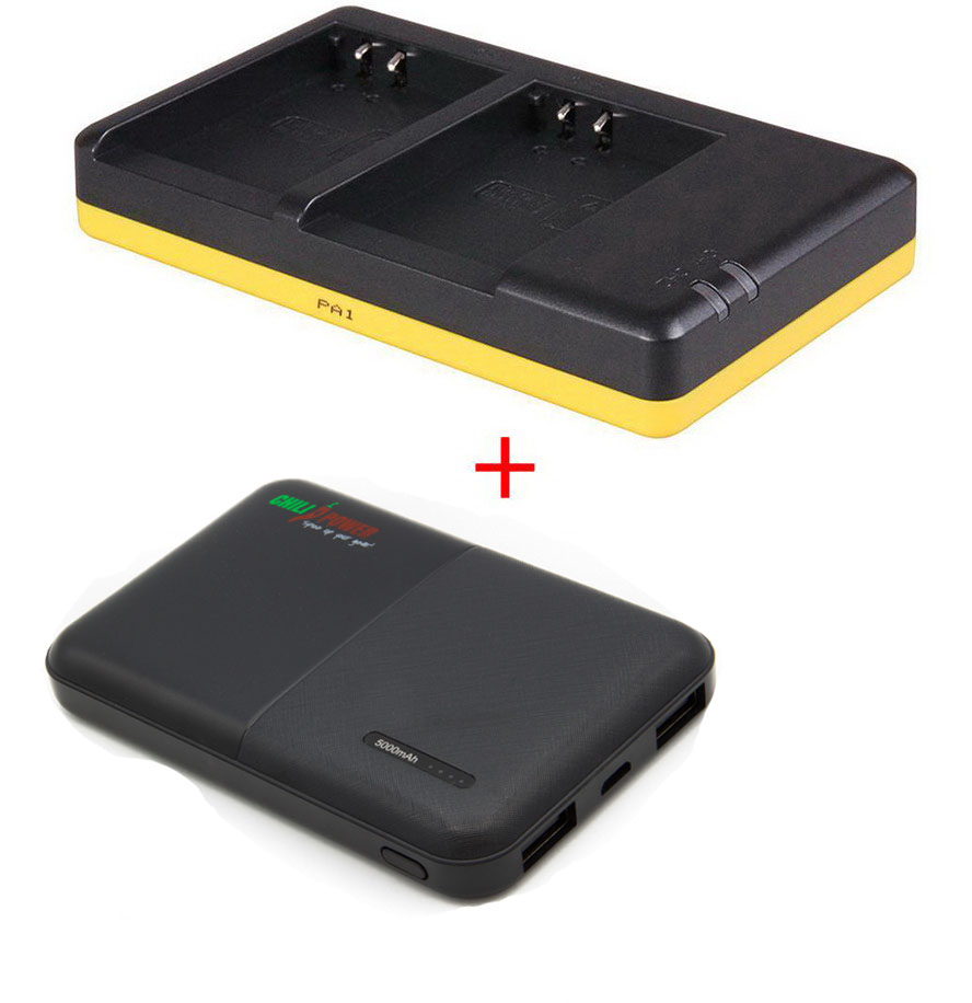 Olympus Powerpakket Deluxe: BLN-1 duo oplader + 5000mAh Powerbank voor 2  accu's BLN-1