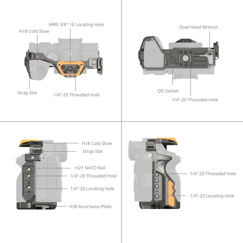 SmallRig 5518 Hawklock Quick Release Cage Kit For Sony A7R V / A7 IV / A7S III (BumbleBee Edition)
