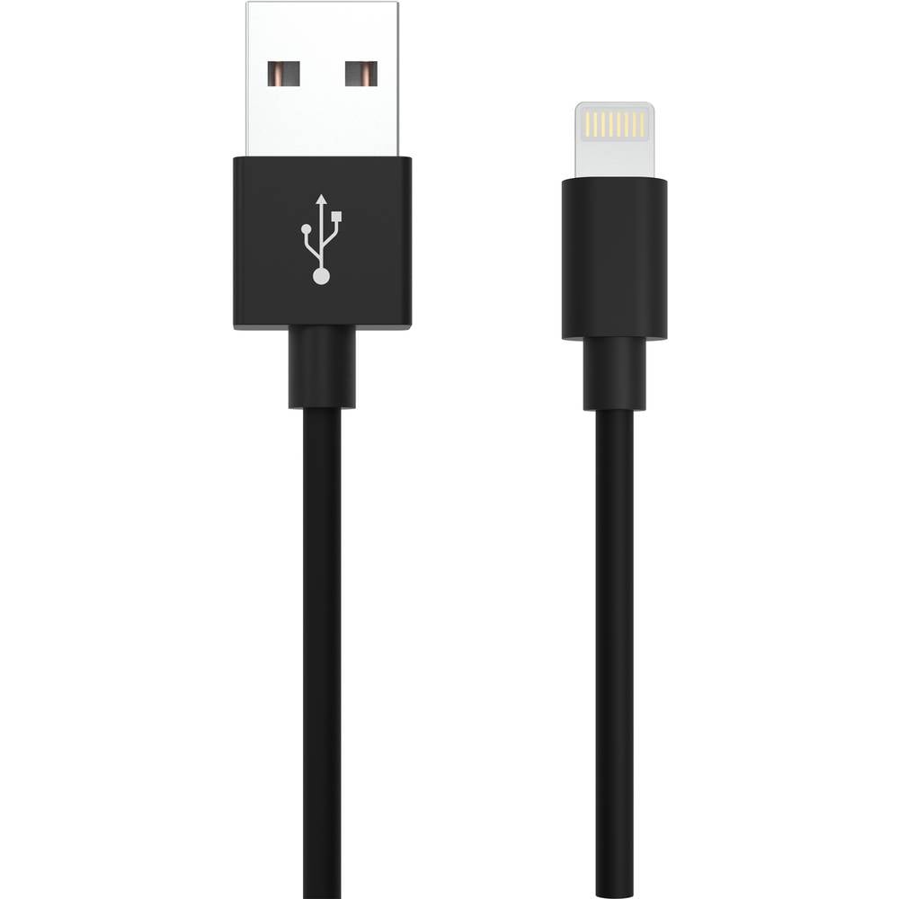 Ansmann USB-kabel USB-A stekker, Apple Lightning stekker 1.20 m Zwart Aluminium-stekker, TPE-mantel, Stekker past op beide manieren 1700-0078