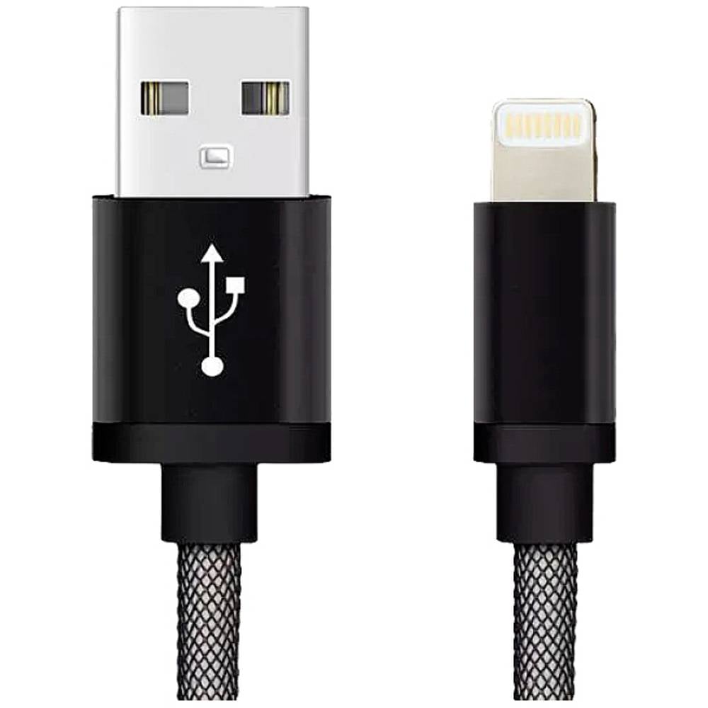 REEKIN USB-kabel USB 2.0 USB-A stekker, Apple Lightning stekker 1.00 m Zwart CAB-011BL