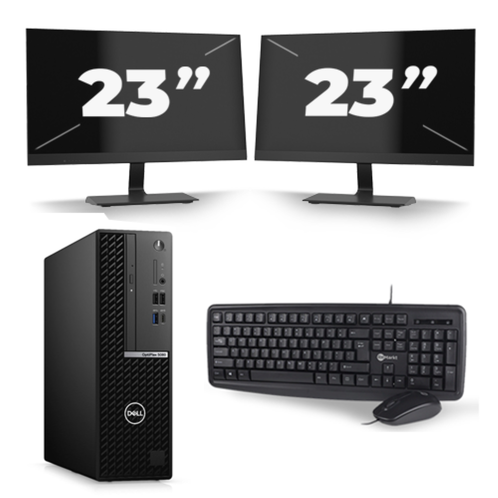 Dell Optiplex 5050 Micro Tower - Intel Core i3-6e Generatie - 8GB RAM - 256GB SSD - Windows 11 + 2x 23 inch Monitor