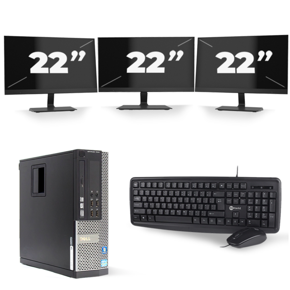 Dell Optiplex 7010 SFF - Intel Core i5-3e Generatie - 8GB RAM - 256GB SSD - Windows 10 + 3x 22 inch Monitor