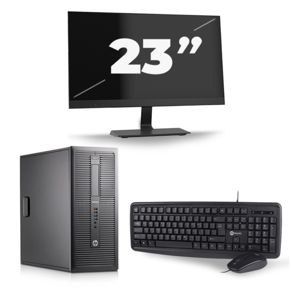 HP EliteDesk 800 G1 Tower - Intel Core i7-4e Generatie - 16GB RAM - 256GB SSD - Windows 10 + 1x 23 inch Monitor