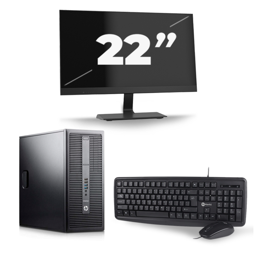 HP EliteDesk 800 G2 Tower - Intel Core i7-6e Generatie - 16GB RAM - 256GB SSD - Windows 11 + 1x 22 inch Monitor