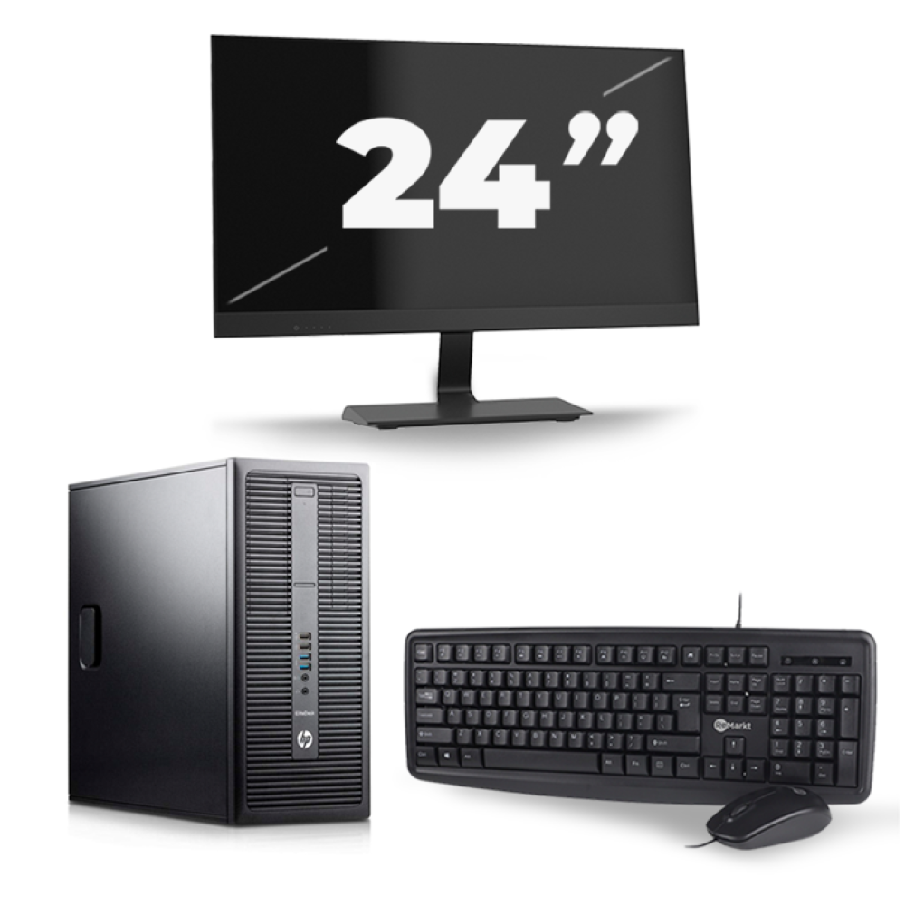 HP EliteDesk 800 G2 Tower - Intel Core i5-6e Generatie - 8GB RAM - 256GB SSD - Windows 11 + 1x 24 inch Monitor
