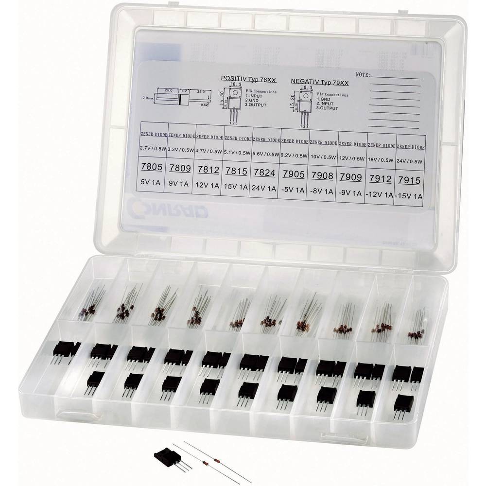 Assortiment diode- en spanningsregelaars 179000 130 stuk(s)