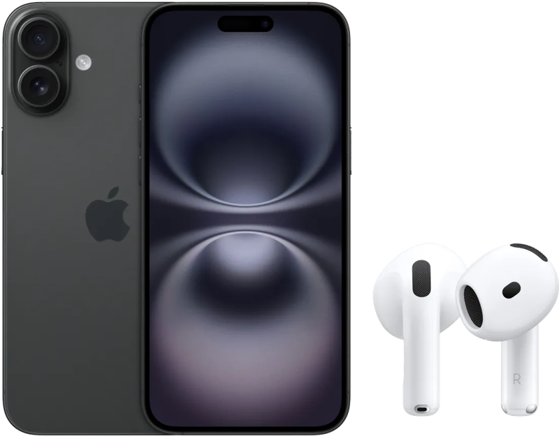 Apple iPhone 16 128GB Zwart + AirPods 4 Active Noise Cancellation