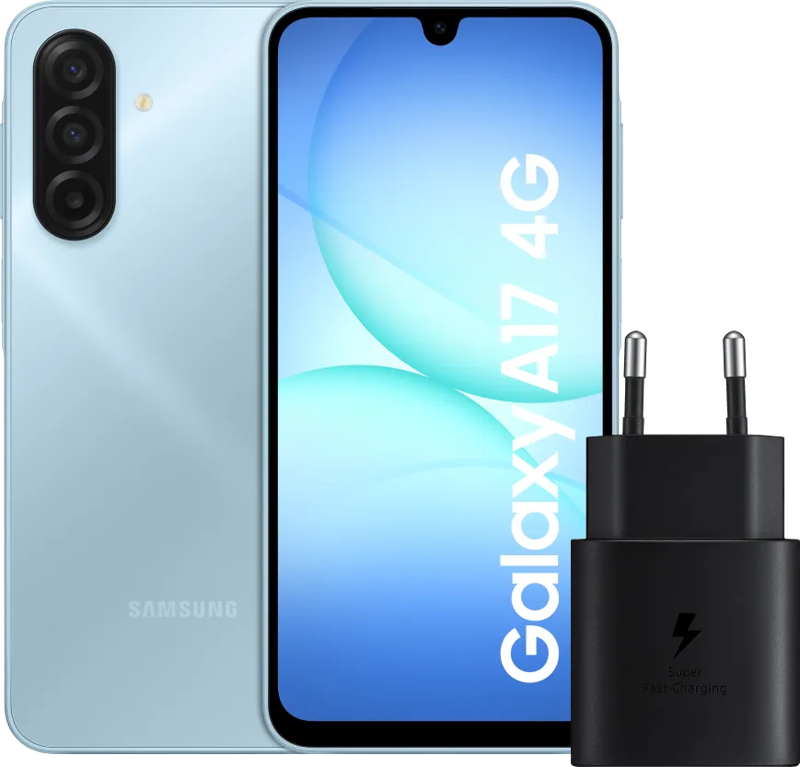 Samsung Galaxy A17 128GB Grijs 4G +  Oplader 25 Watt Zwart