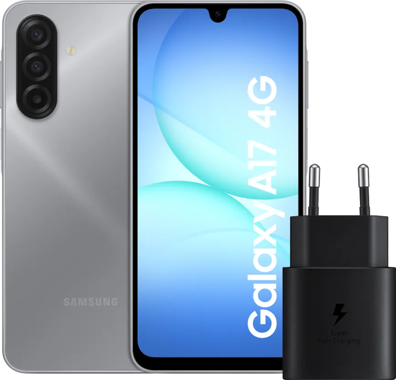 Samsung amsung Galaxy A17 128GB Blauw 4G +  Oplader 25 Watt Zwart