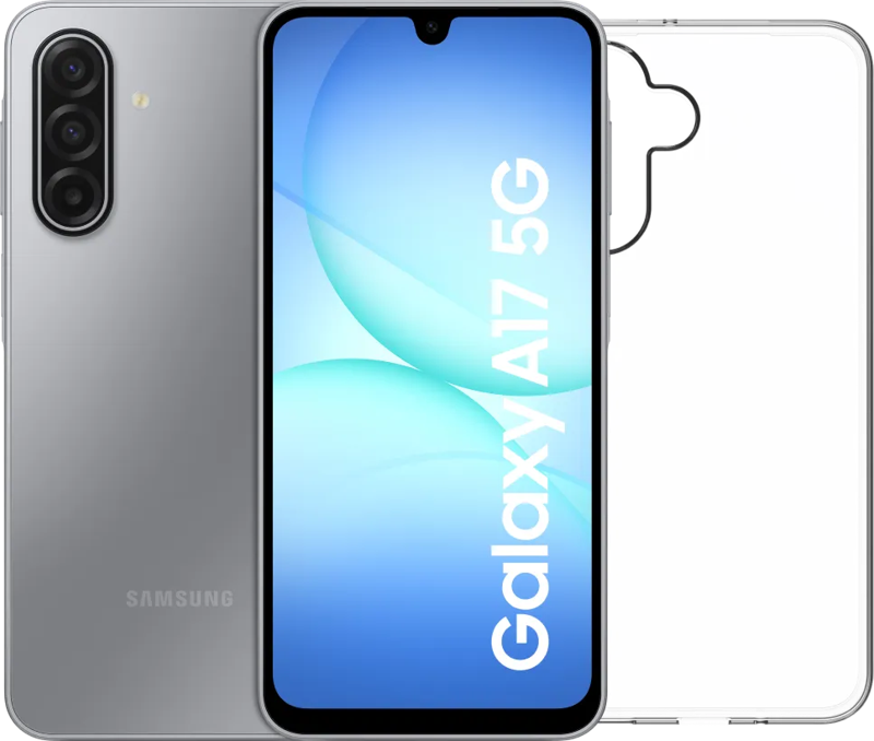 Samsung Galaxy A17 128GB Grijs 5G + BlueBuilt Back Cover Transparant