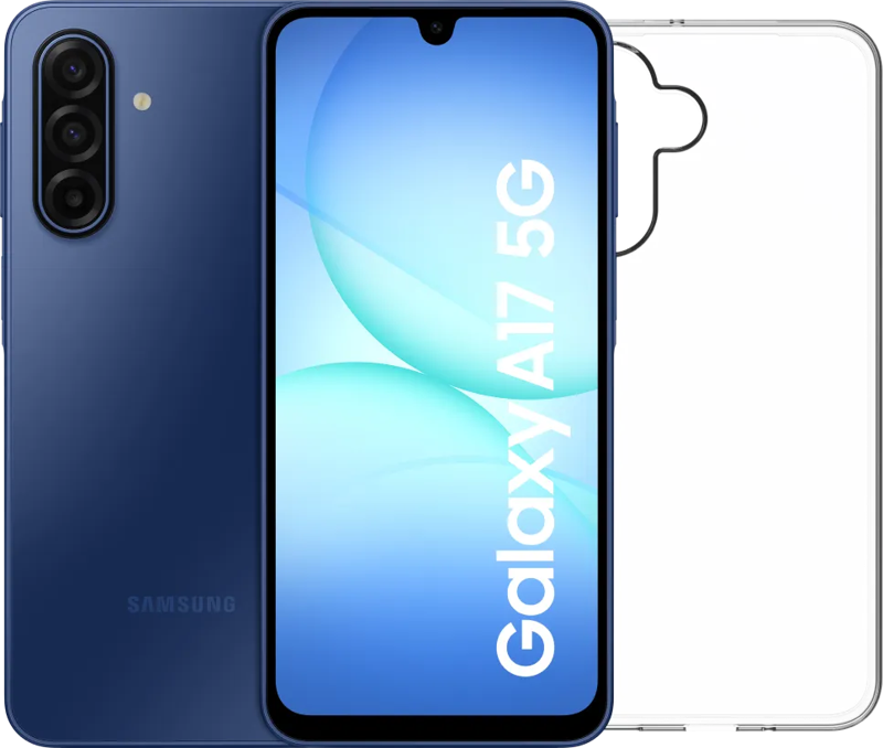 Samsung Galaxy A17 128GB Blauw 5G + BlueBuilt Back Cover Transparant