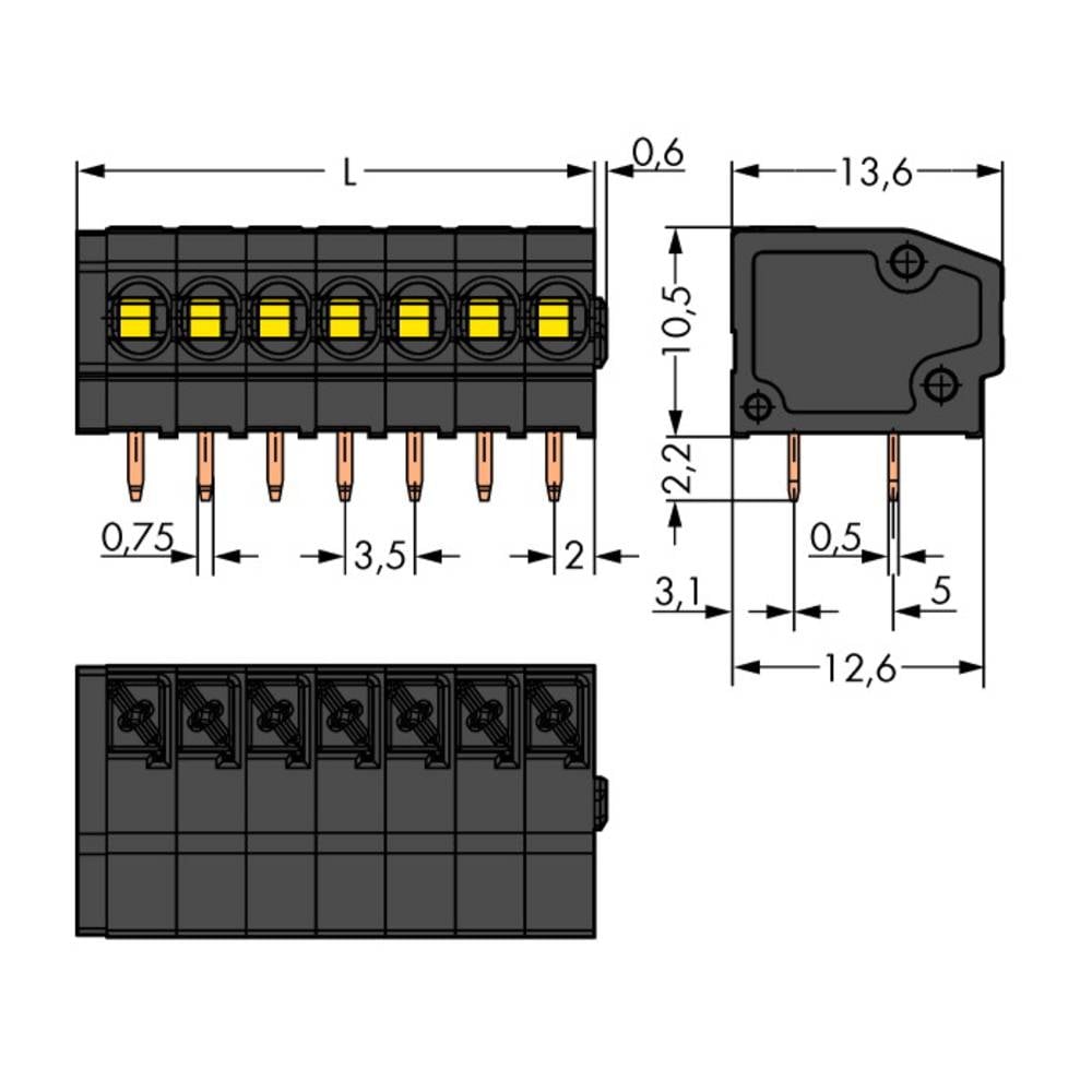 WAGO 805-304/200-604 Veerkrachtklemblok 1.50 mm² Aantal polen 4 Zwart 320 stuk(s)
